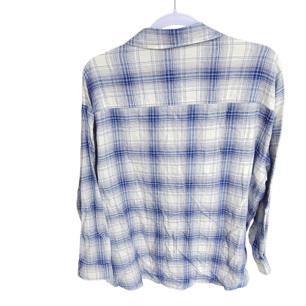 Old Navy XL The Boyfriend Shirt Blue Plaid - Picture 3 of 5